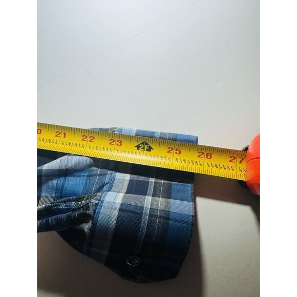 Bugatchi Shirt Mens Size L Blue Plaid Shaped Fit Button Up Long Sleeve - Picture 5 of 12